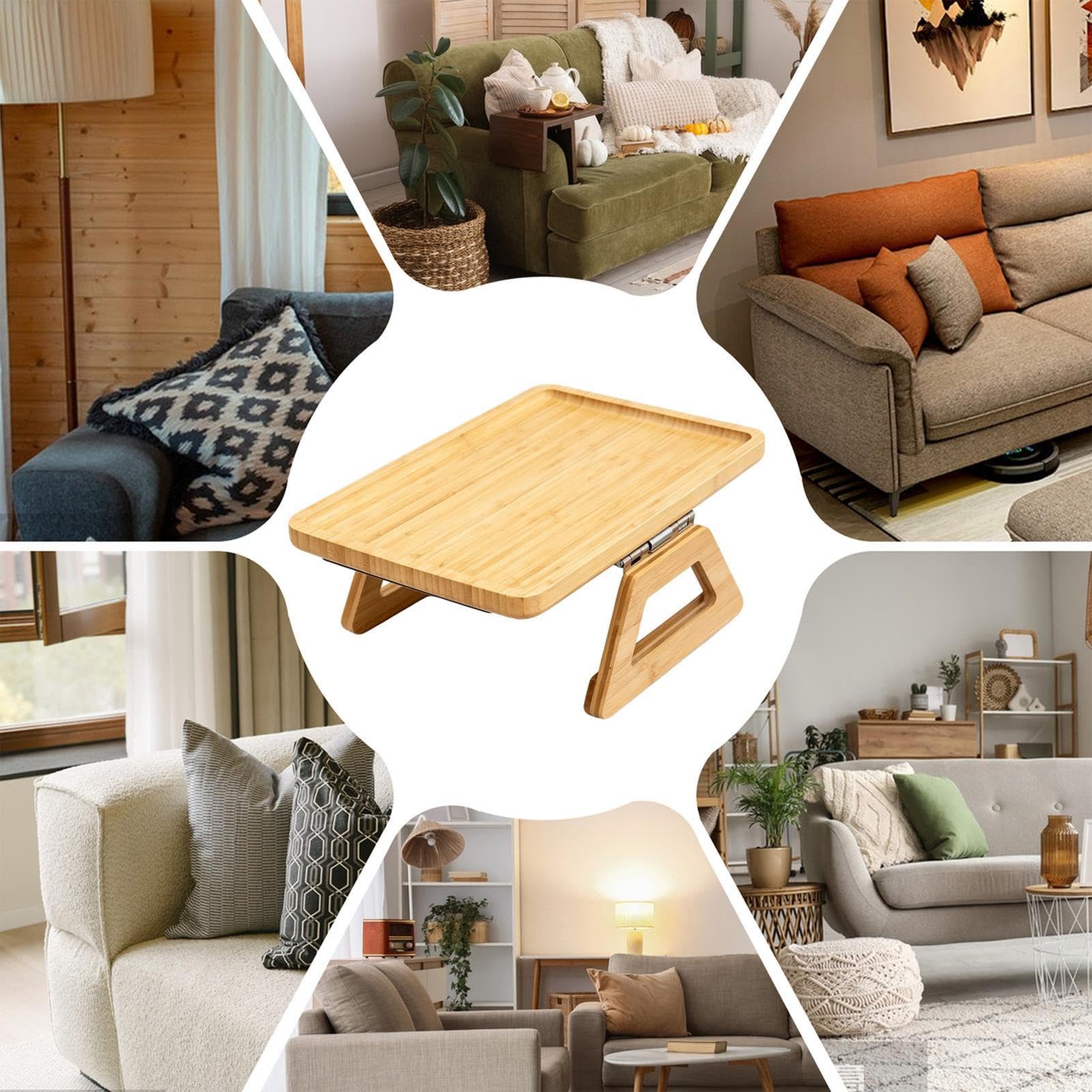 Plateau porte-gobelet pliable en bois pour canapé, chaise, table