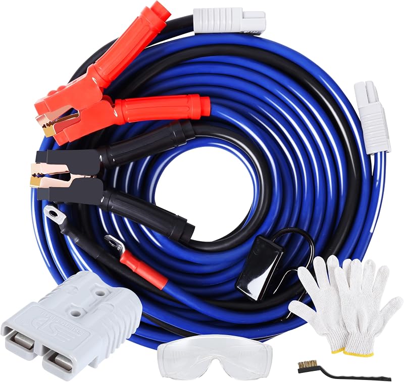 0 Gauge 30FT Heavy Duty Jumper Cables for Diesel Trucks, Pickup & SUV – 1000A Booster Cable with Quick Connect Plug, Tangle-Free, Carry Bag – 12V/24V