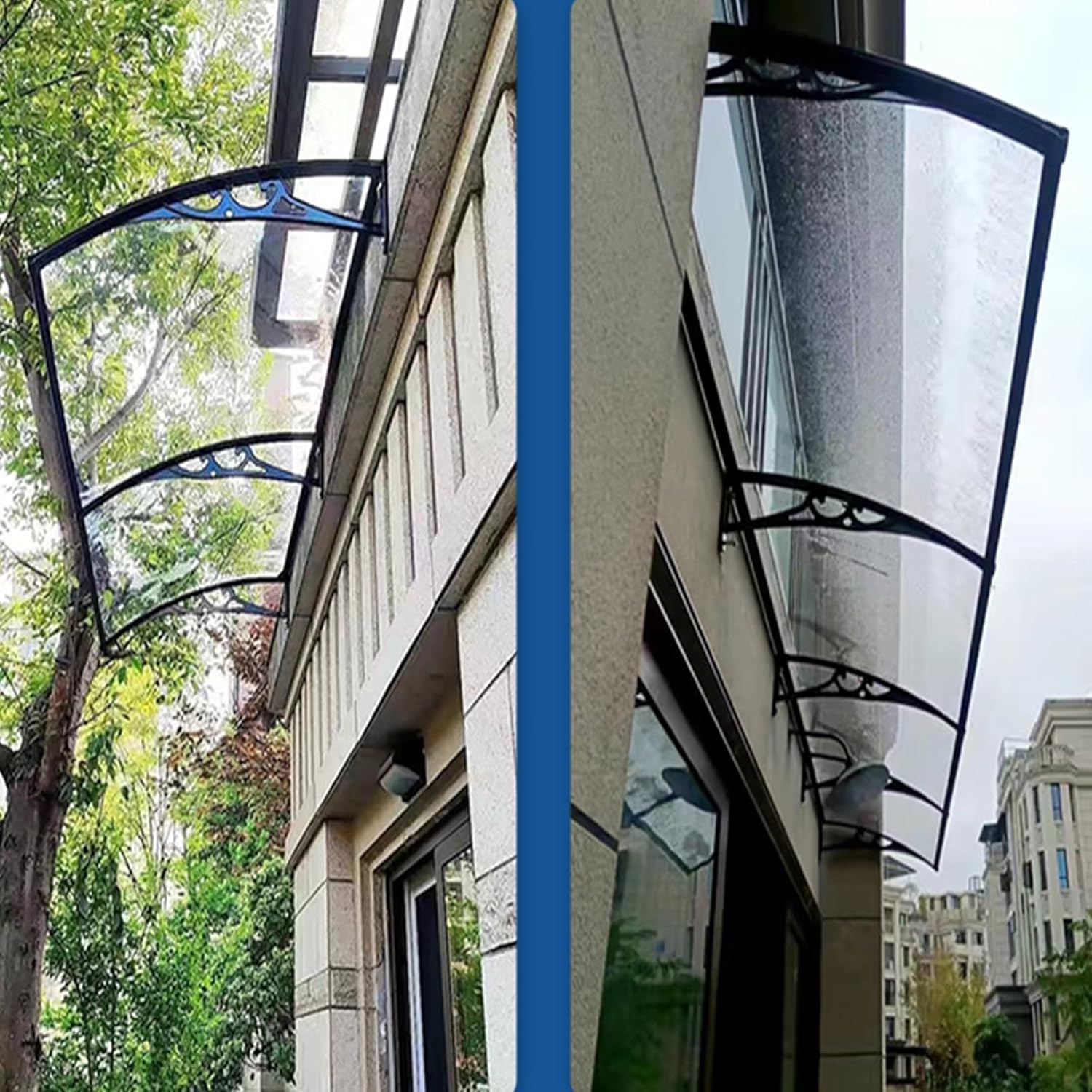 Window Awning, Door Awnings Exterior for Porch, Window Canopy Exterior with Aluminum Alloy Bracket for Patio, Outdoor Front Door Patio UV/Rain/Snow Protection(100x120cm)