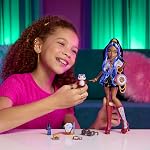 Monster High Doll, Robecca Steam in Blue Blouse and Black Shorts with Pet Penguin Captain Penny and 7 Accessories Like Flying Goggles and Purse