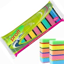 Proff Cleaning & Washing up Sponge Scourers, Foam, Mix Colours, Pack of 10