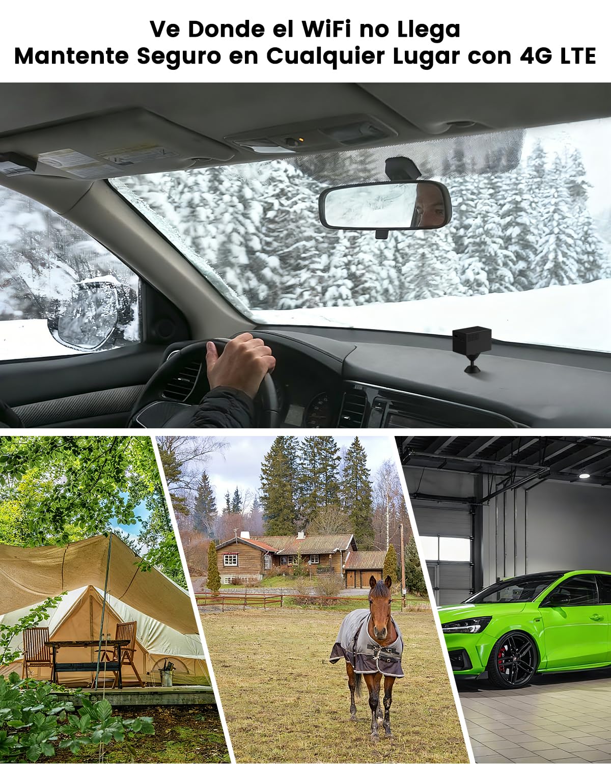 UCOCARE Camara Vigilancia SIM, 4MP 4G LTE Videovigilancia sin Internet con Tarjeta SIM, Mini Camara Coche sin WiFi, Bateria 5200mAh, Detección Movimiento Radar, Visión 160°, Vision Nocturna
