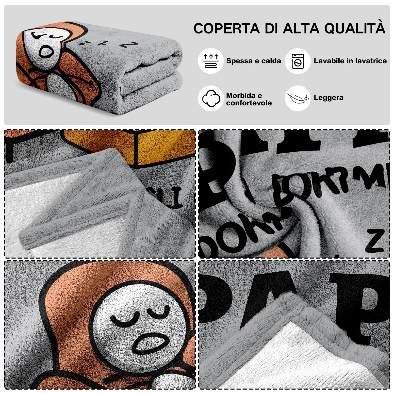 Regalo Papà, Regalo Festa del Papà, Regali Papa Compleanno Coperta, Regali per Papa da Figlia e Figlio 130 x 150 cm