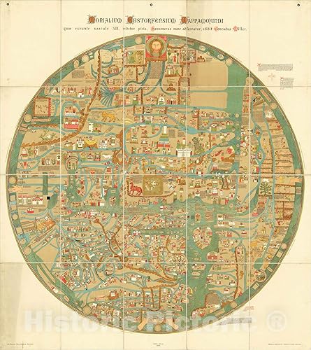 Mapa histórico Ebstorf Mappa Mundi Monialium Ebstorfensium mappamundi, 1898, Eckstein & Stahle, Arte de pared vintage 22in x 24in