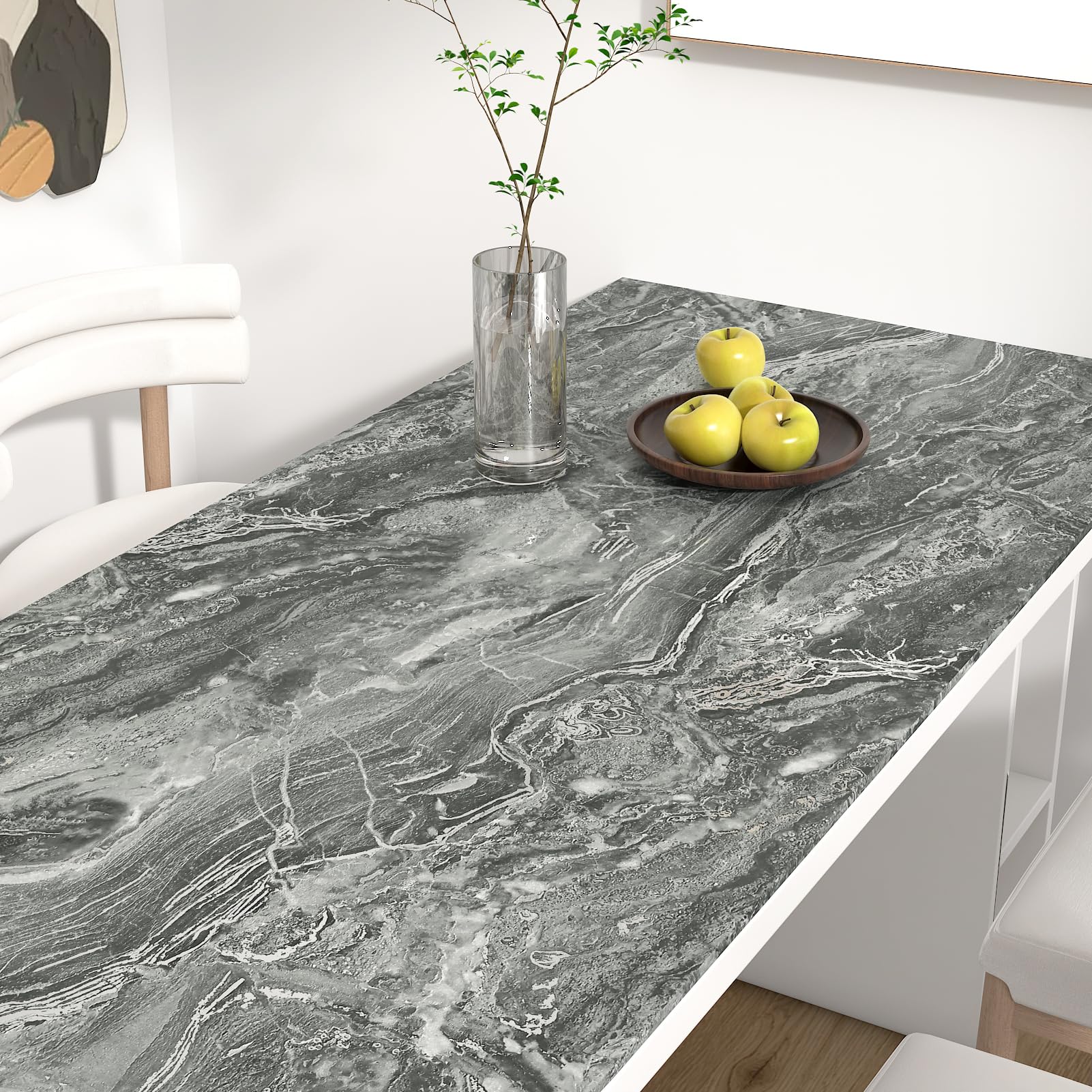 HotDecorMatt Silver Grey Marble Wallpaper 60 cm x 300 cm Kitchen Wallpaper
