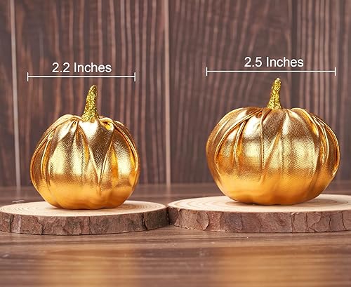 Miniatura 9 de Lamris Juego de 12 calabazas decorativas de terciopelo de espuma falsa para decoración de calabaza, centro de mesa, casa de campo, Acción de