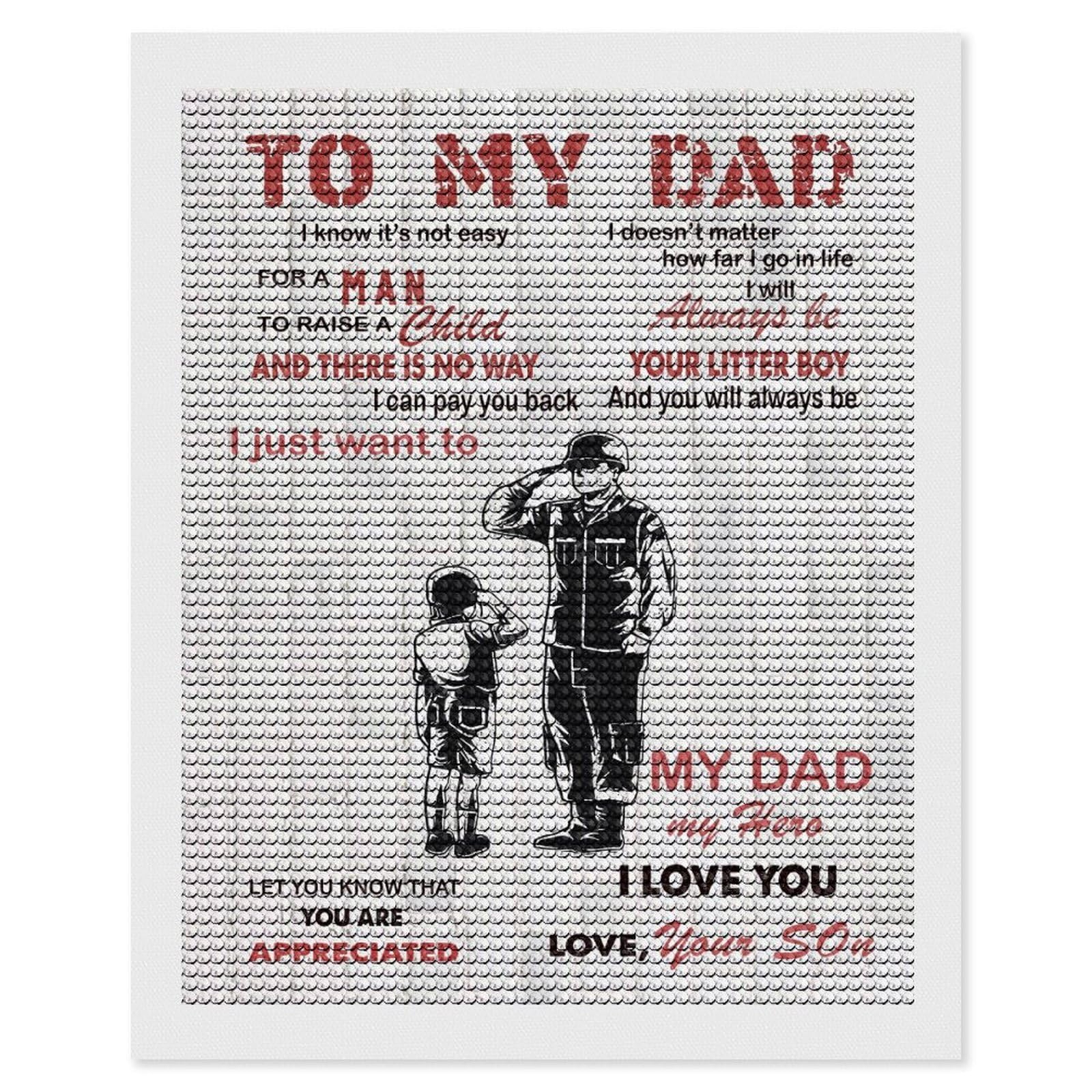 Junmoney to My Dad DIY Diamond Art Canvas Kit 16"x20", for Teens, Finish and Display, Holiday Gift Idea, Vintage Style Decor