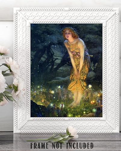 Miniatura 8 de Pintura de hadas neoclásica Art Nouveau impresión, víspera de verano por Edward Robert Hughes, póster sin marco de 11 x 14 pulgadas, decoración