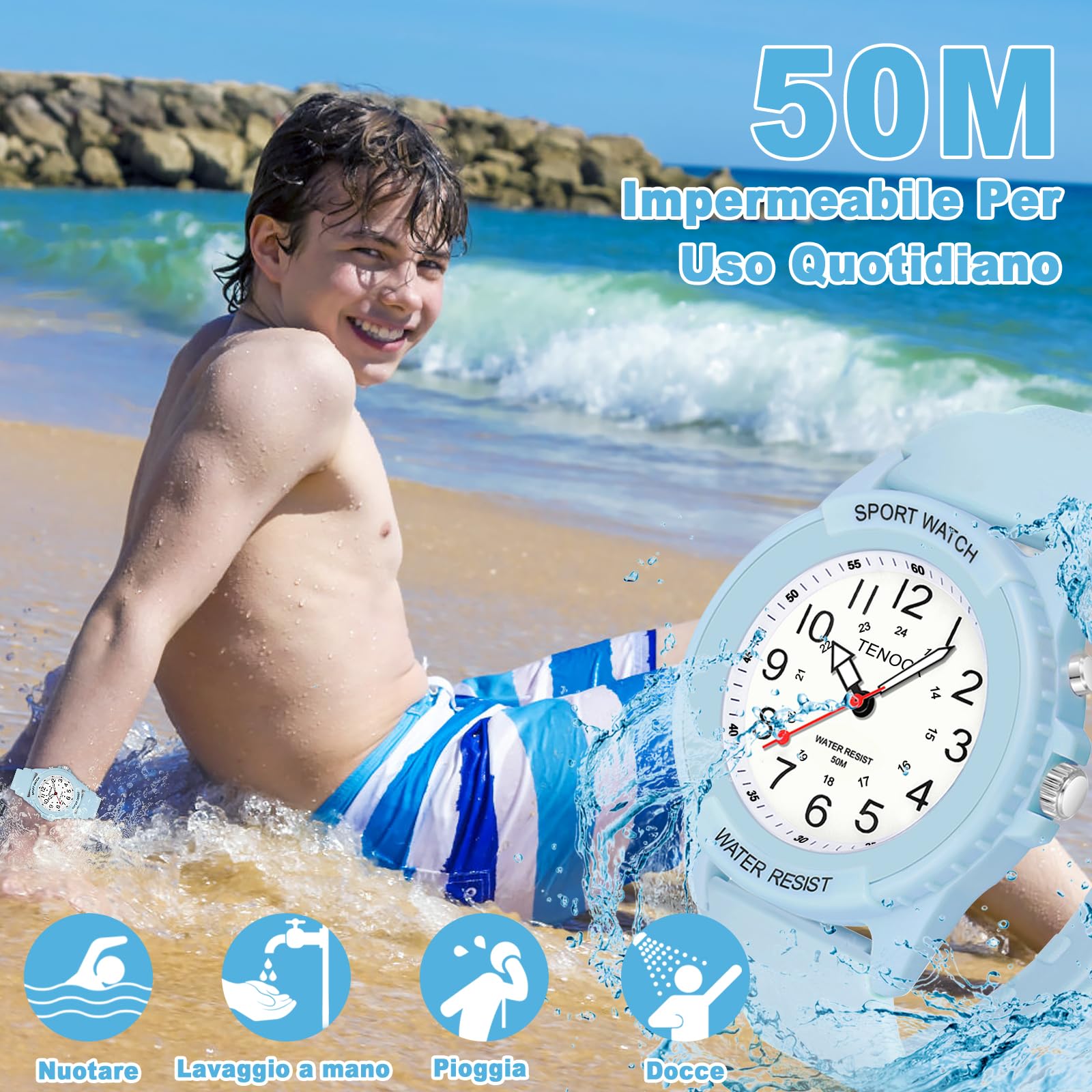 TENOCK Orologio Da Polso Sportivo Da Donna Analogico Al Quarzo 50 M Impermeabile Con Luce Notturna Per Abbinamenti Casual O Attività Sportive