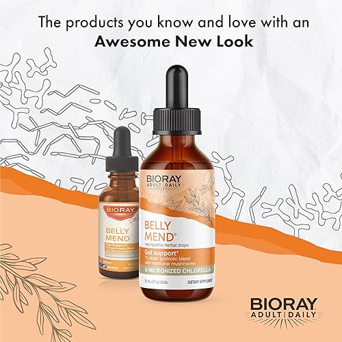 Miniatura 3 de BIORAY Daily Belly Mend - 2 onzas líquidas - Mezcla probiótica de 11 cepas con hongos medicinales - Apoya las funciones intestinales saludables -
