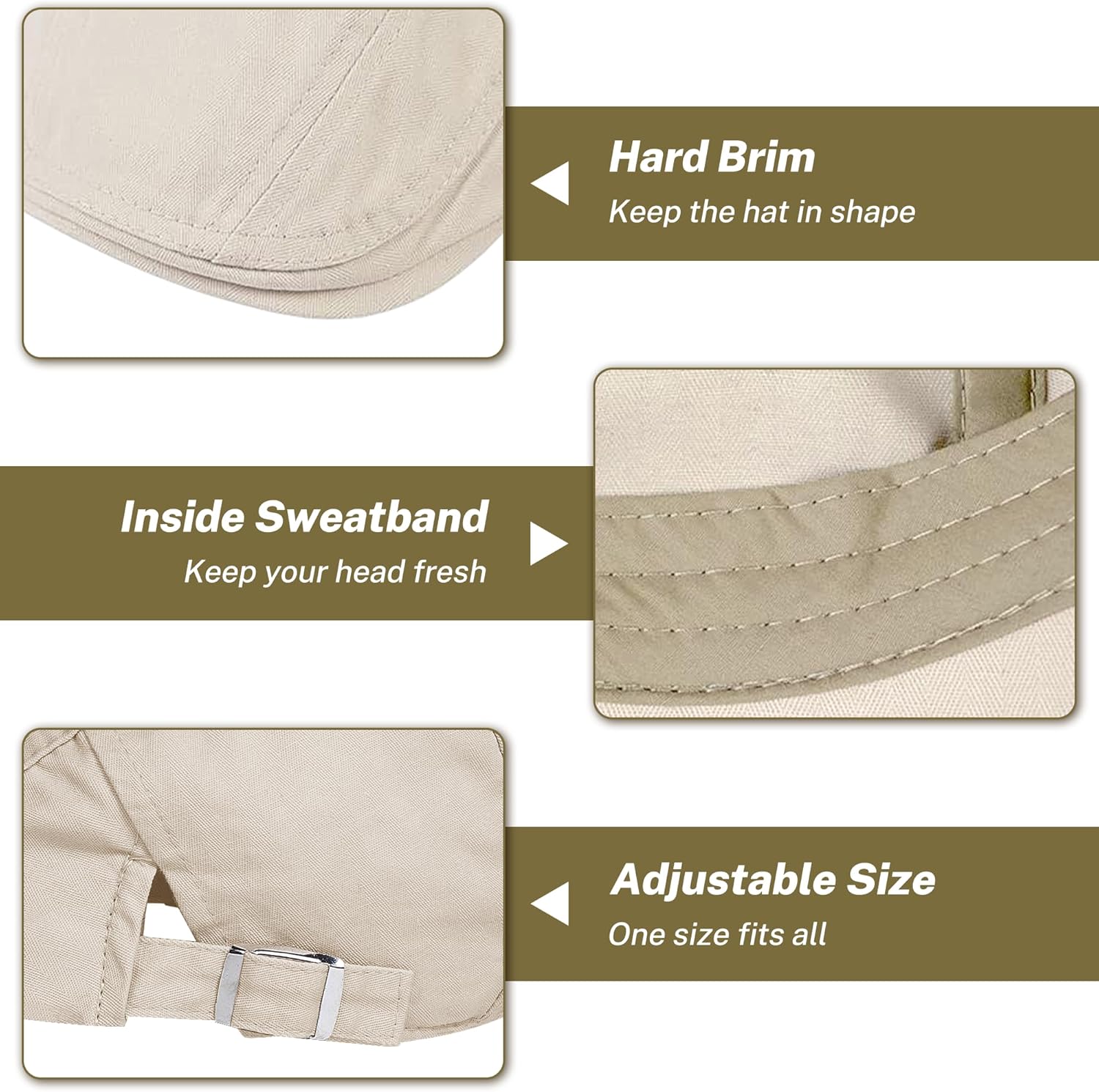 Men's Newsboy Caps 100% Cotton Newsies Flat Hats for Men Adjustable Irish Cabbie Gatsby Hats Ivy Cap for Driving Golf Hunting - Image 4