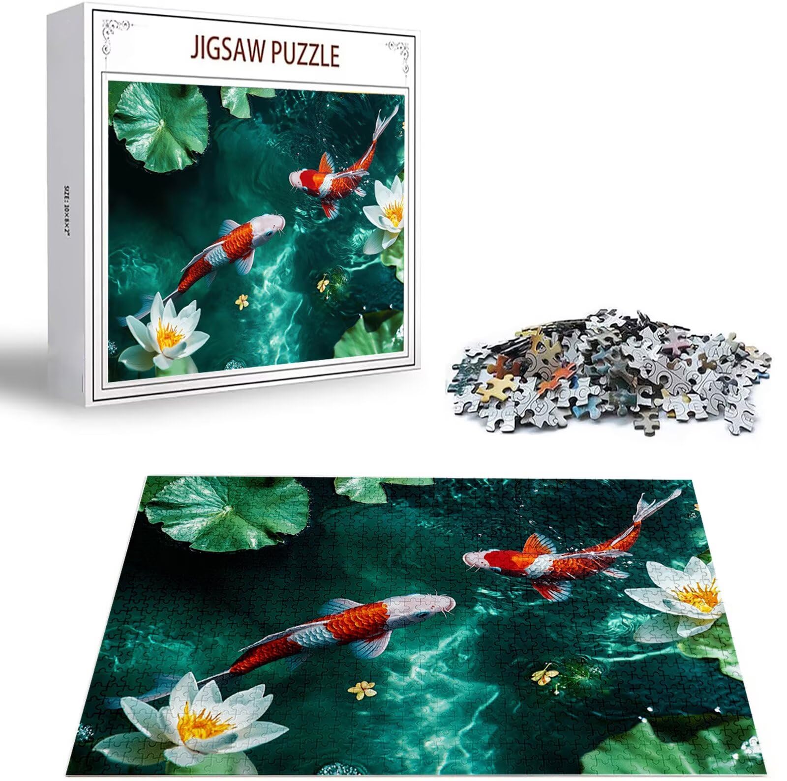 Puzzle w kształcie ryby, 1500 sztuk, puzzle dla dorosłych, 1500 elementów, drewniane puzzle lotosu, dla dorosłych, wymagające zabawki, puzzle z pudełkiem do dekoracji ścian domu i na prezenty