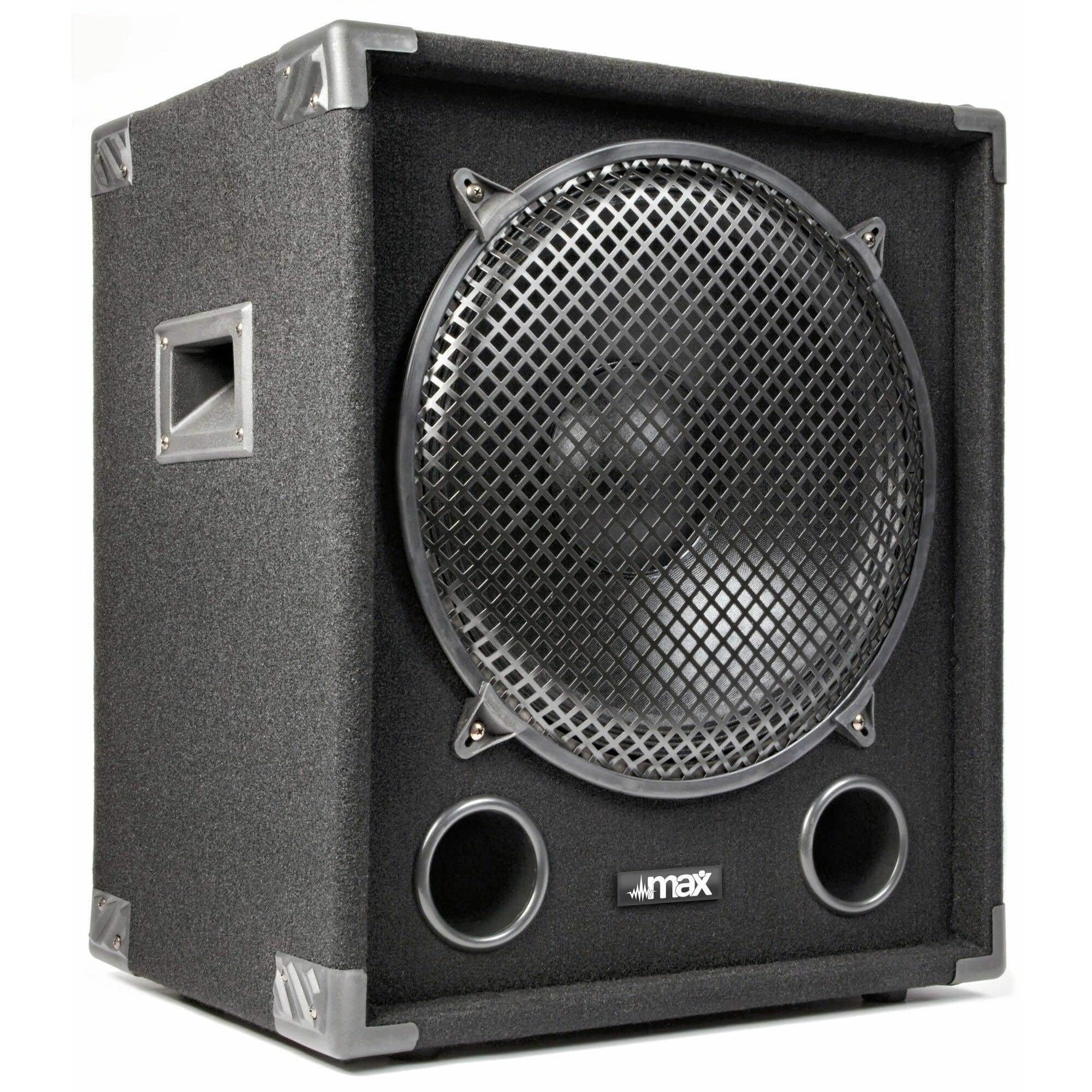 MAX MAX15SUB Subwoofer pasivo de 1200 W. Subwoofer para DJ de 15", 2 x bornes, Tophat para Altavoz, Graves Profundos y resonantes, Resistente y fácil de Transportar