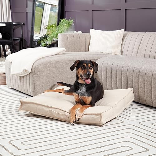 Miniatura 3 de Happy Hounds Milo - Cama cuadrada copetuda para perro, color crema, mediano (32 x 32 pulgadas)