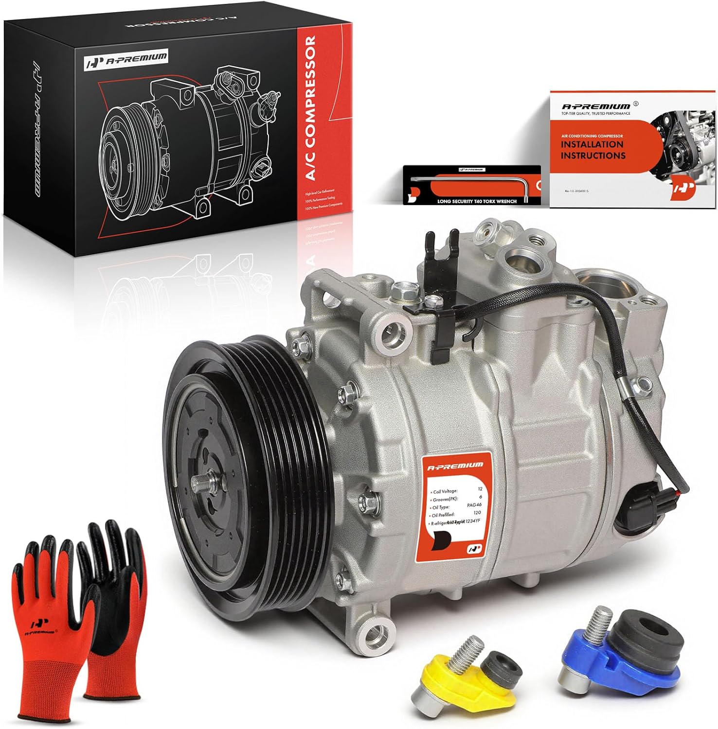 A-Premium Air Conditioner AC Compressor with Clutch Compatible with Audi A4 2004-2005, A4 Quattro 2004-2005, Q5 2013-2017, S4 2013-2016, S5 2013-2017, SQ5 2014-2017, 3.0L