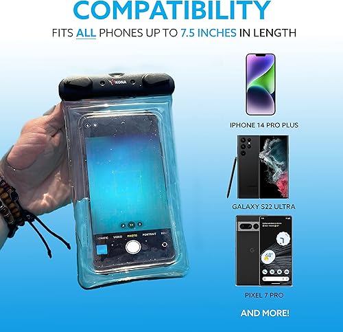 Miniatura 2 de Kona Funda de celular impermeable submarina Plus tamaño universal teléfonos celulares con pasaporte diagonal hasta 72 en diagonal transparente