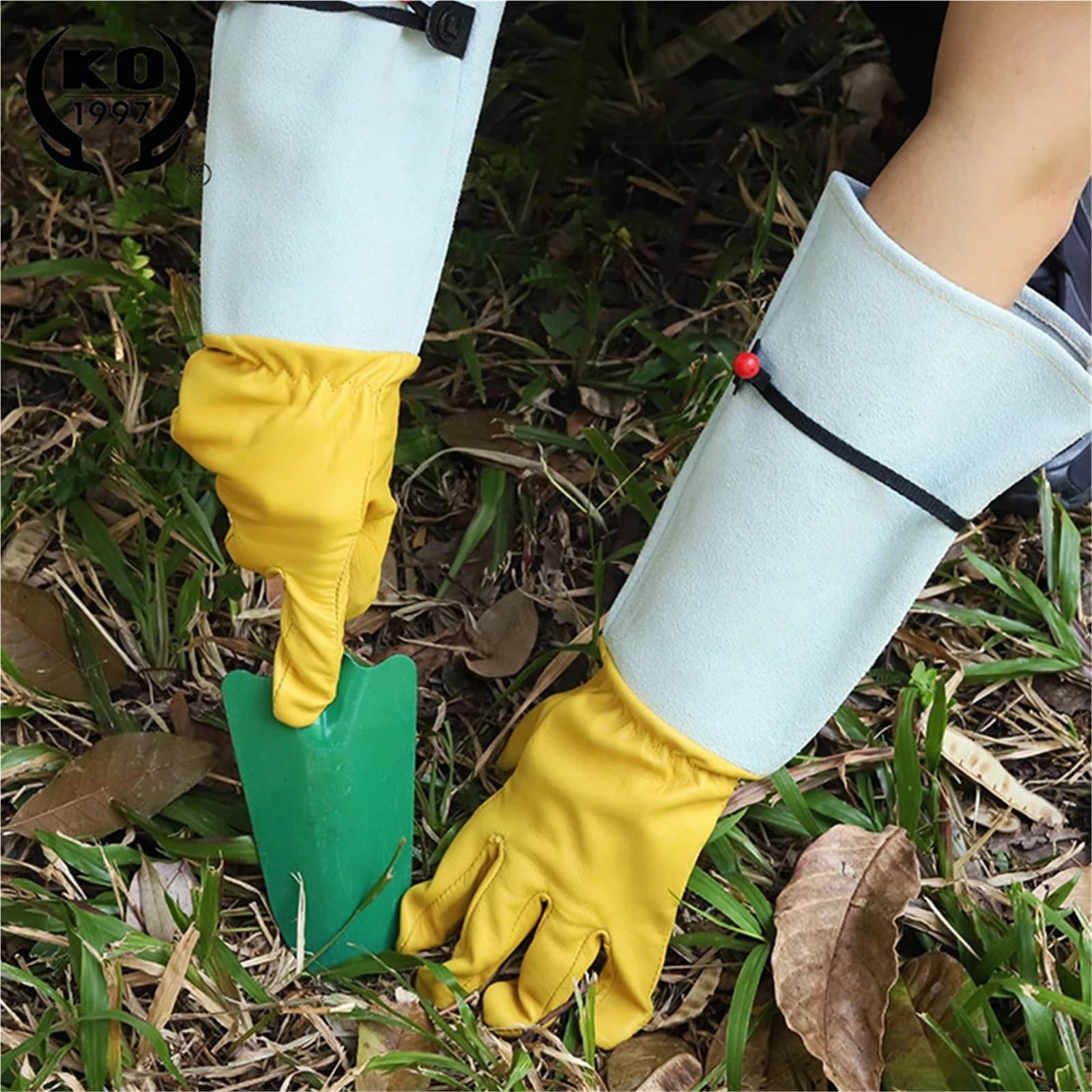 Guantes Jardineria Guantes largos de poda rosas for hombre y mujer, guantelete Floral cuero transpirable, codo protección laboral, 1 ud
