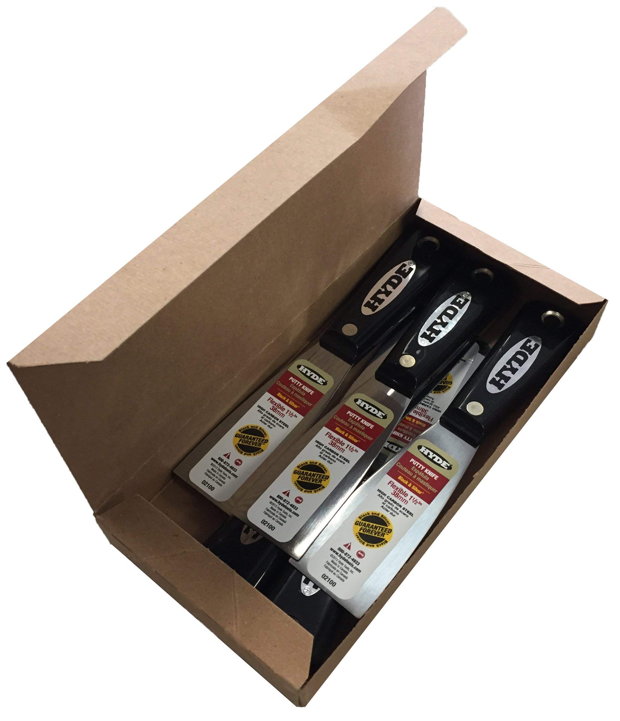 Hyde Tools Black and Silver 02100 Lot de 5 couteaux à mastic flexibles 3,8 cm
