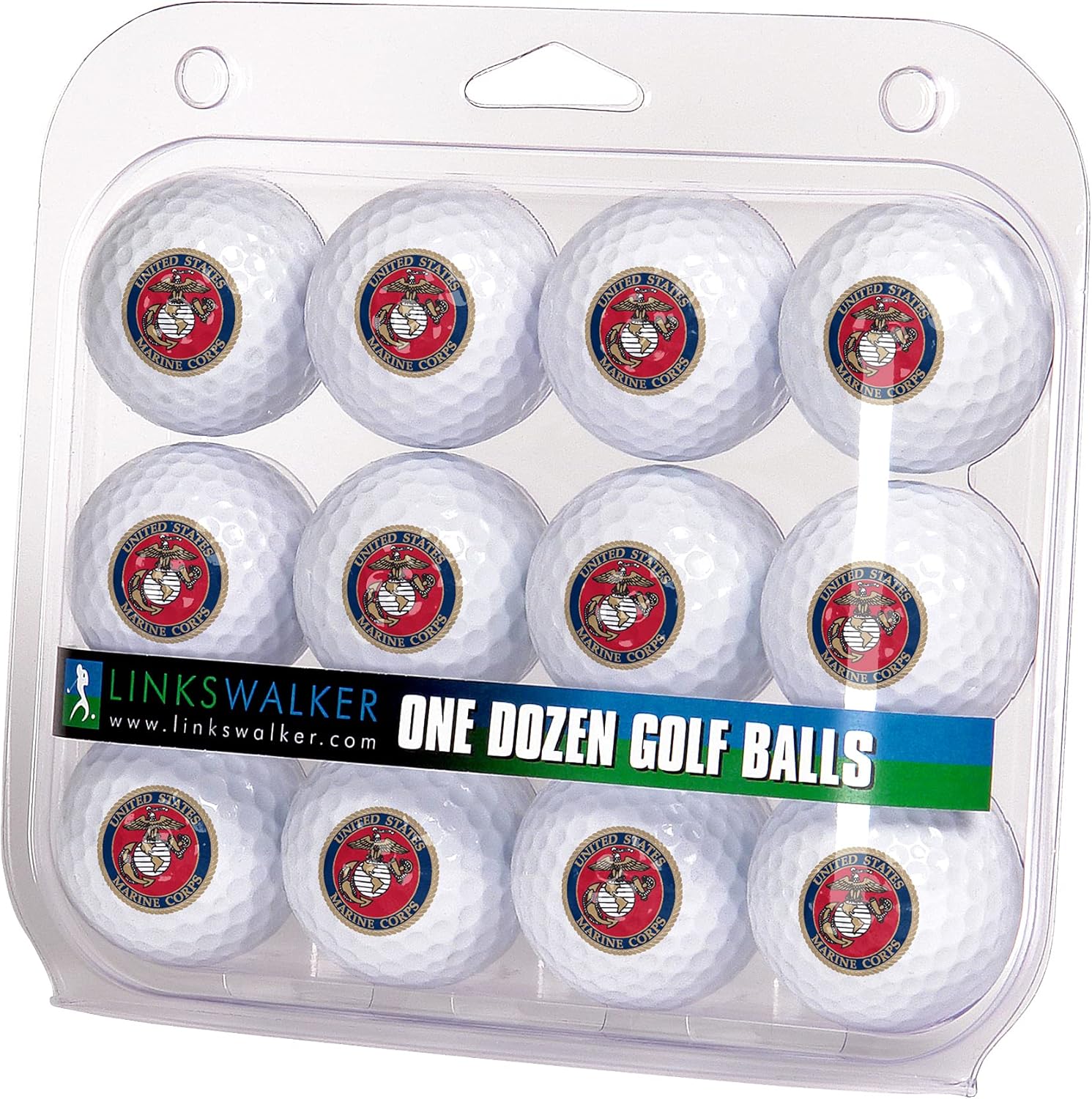 LinksWalker U.S. Marines Golf Balls Gift Pack 12 2-Piece Regulation Size Balls