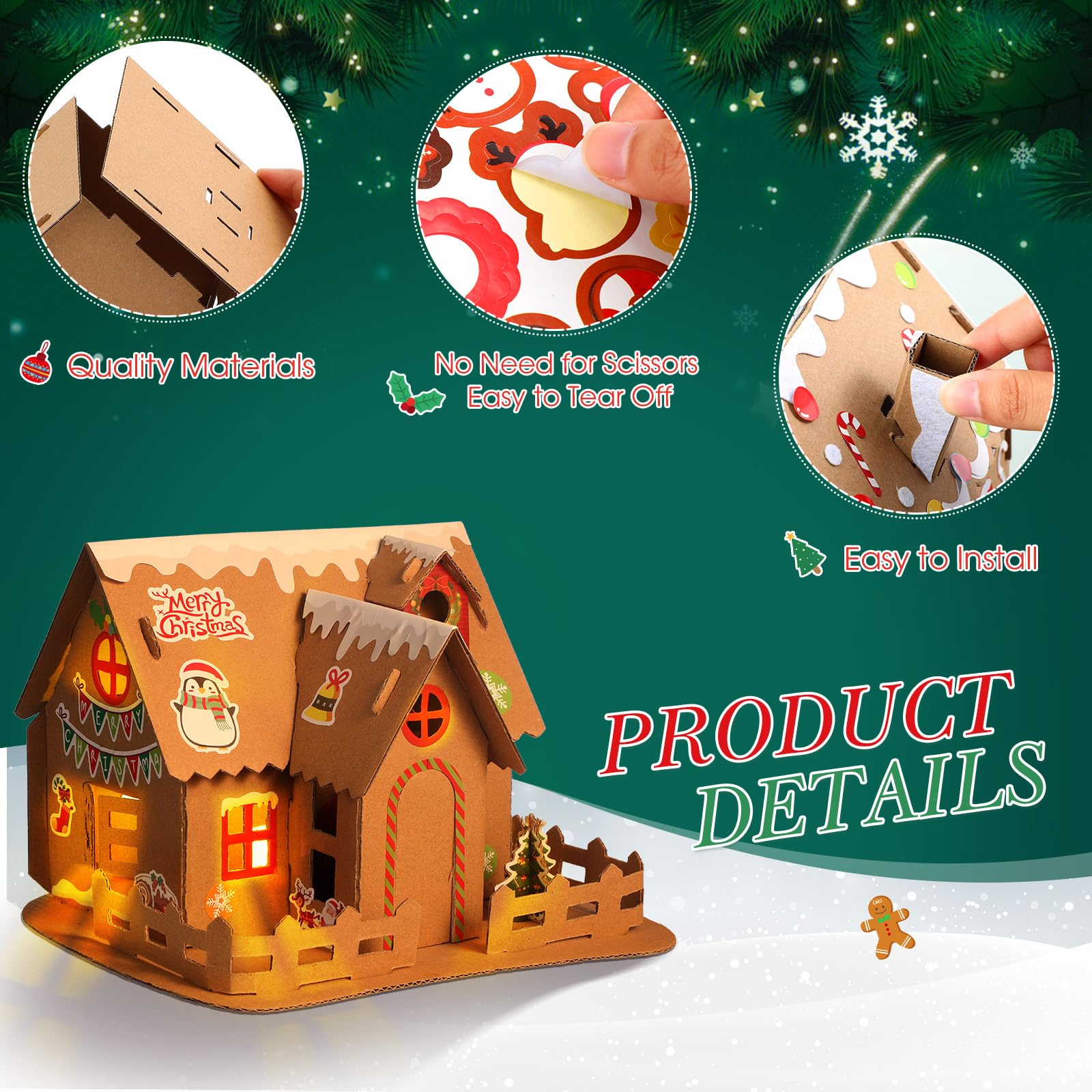 Snapklik.com : Yunsailing 12 Sets Christmas Gingerbread House Craft Kit ...