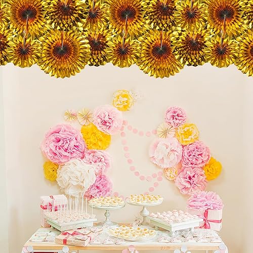 Miniatura 7 de MECCANIXITY Juego de 6 abanicos de papel para colgar, 6 unidades, diseño redondo, abanicos de papel para colgar, decoración para el hogar, tienda,