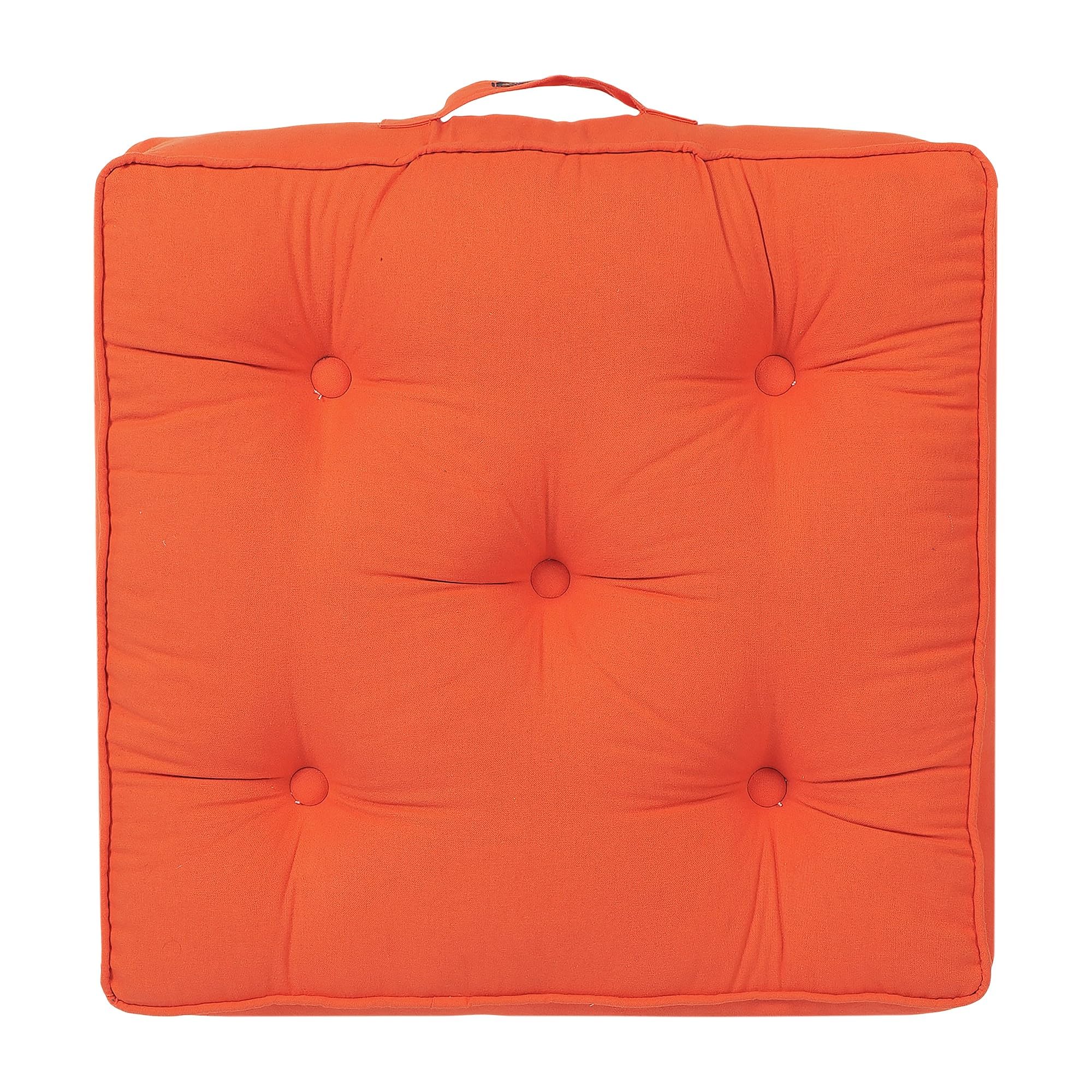 Orange Woven Floor Cushion - Cozy Seating & Meditation -4