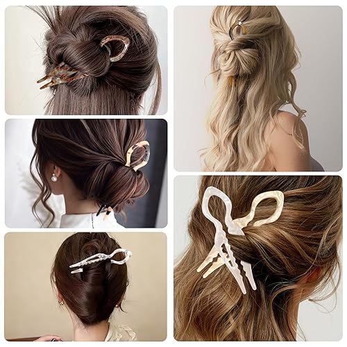 Miniatura 7 de 4 horquillas de pelo francés Prestige para mujer, pinzas de acetato para cabello grueso, fino y fino, pasadores decorativos para moño en negro y