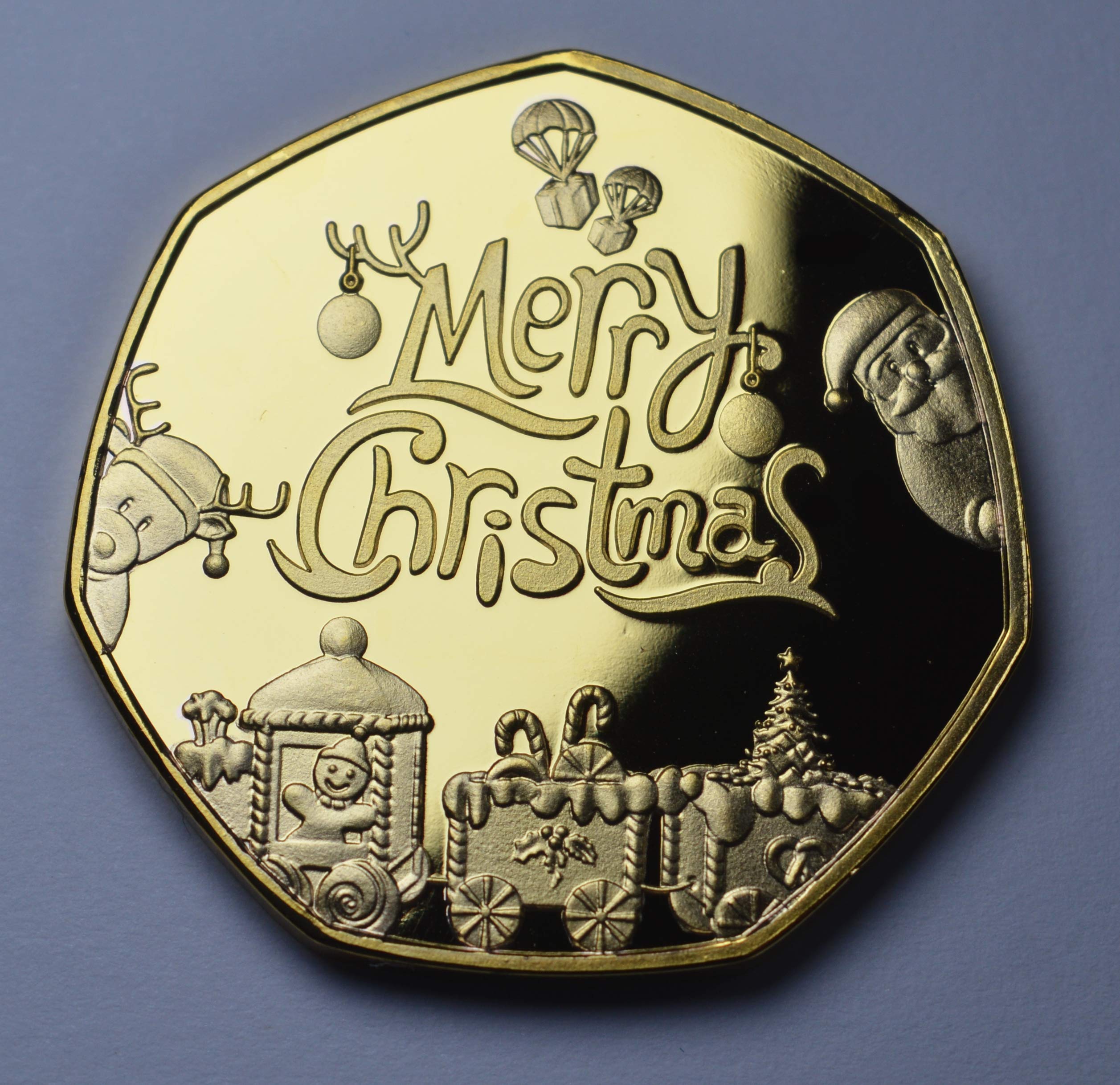The Commemorative Coin Company MERRY CHRISTMAS 24ct Gold Commemorative. Santa Claus Gift/Present/Stocking/Tree Xmas/Festive