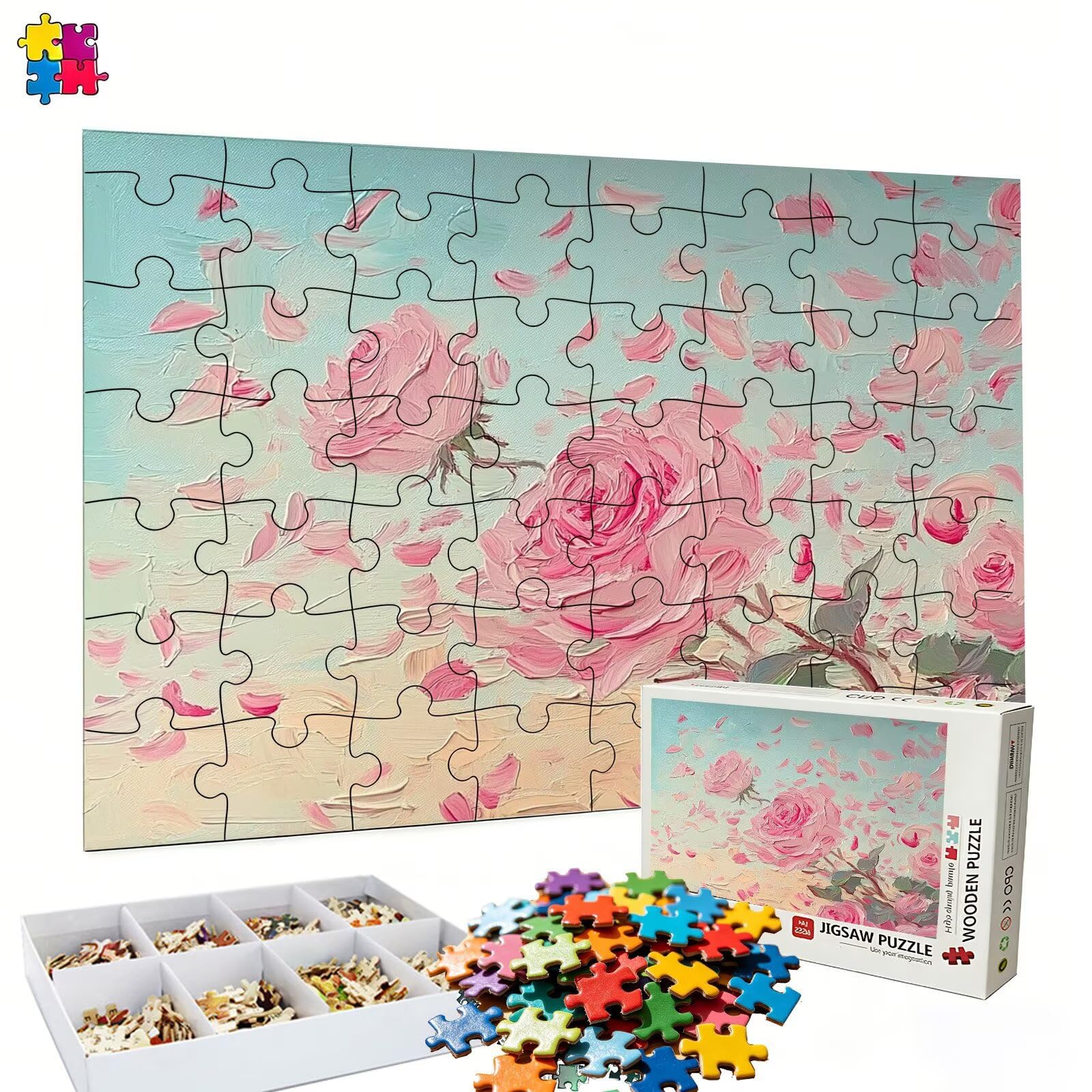 Abstrakcyjne puzzle różowy wzór | z wykwintnym pudełkiem do pakowania | Puzzle 3000 sztuk | Kawałki idealnie pasują | Tylne litery | Puzzle dla dorosłych Cała rodzina s7h-459