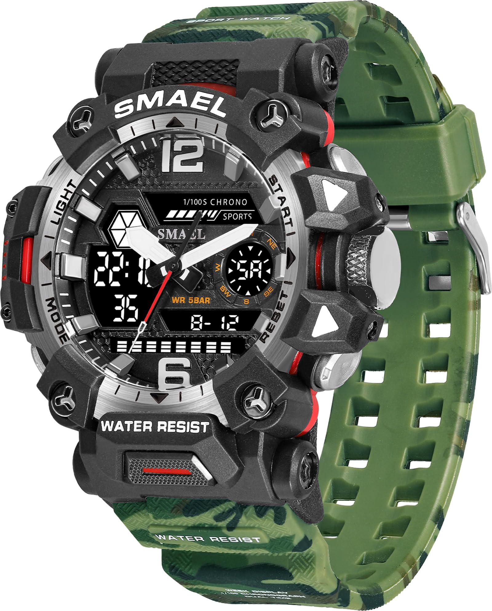 findtime Relojes de hombre reloj digital militar para hombre camuflaje reloj de pulsera deportivo 5ATM resistente al agua al aire libre reloj táctico 12/24H LED cronómetro resistente a los golpes
