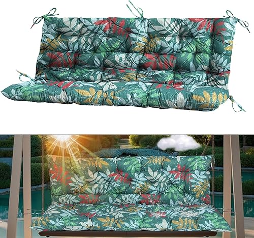 Miniatura 54 de Cojín para columpio de 2-3 plazas, cojines para exteriores con respaldo grueso de 4 pulgadas, almohadilla antidecoloración impermeable para jardín,