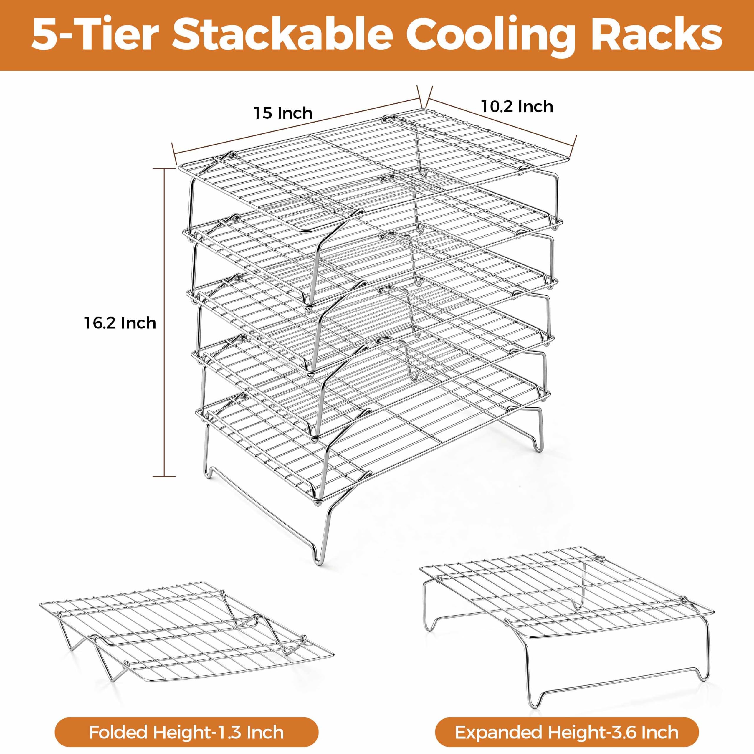 Homikit Lot de 5 grilles de refroidissement en acier inoxydable, 25,4 x