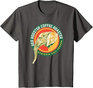 Kids Ethiopia Single Origin Elephant Red Rooster Coffee Graphic T-Shirt