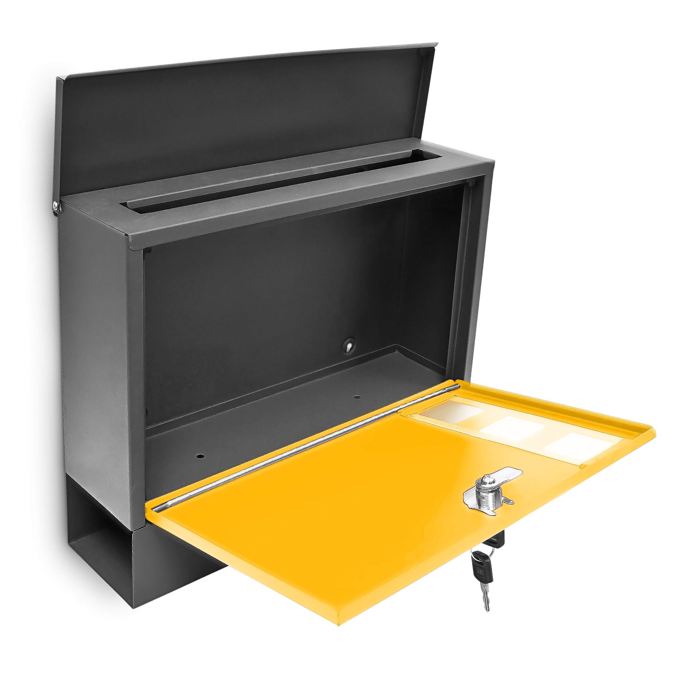 Cassetta Della Posta Relaxdays Con Porta Giornali | Metallo Verniciato, Dimensioni 30x36x10 Cm | Fessura Per Lettere E Chiavi Incluse