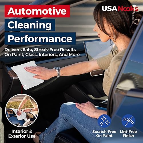 Miniatura 5 de Trapo de limpieza de microfibra, color blanco, 12 unidades (16 x 16 pulgadas), alto rendimiento, 1200 lavados, tejido de agarre de raíces muy