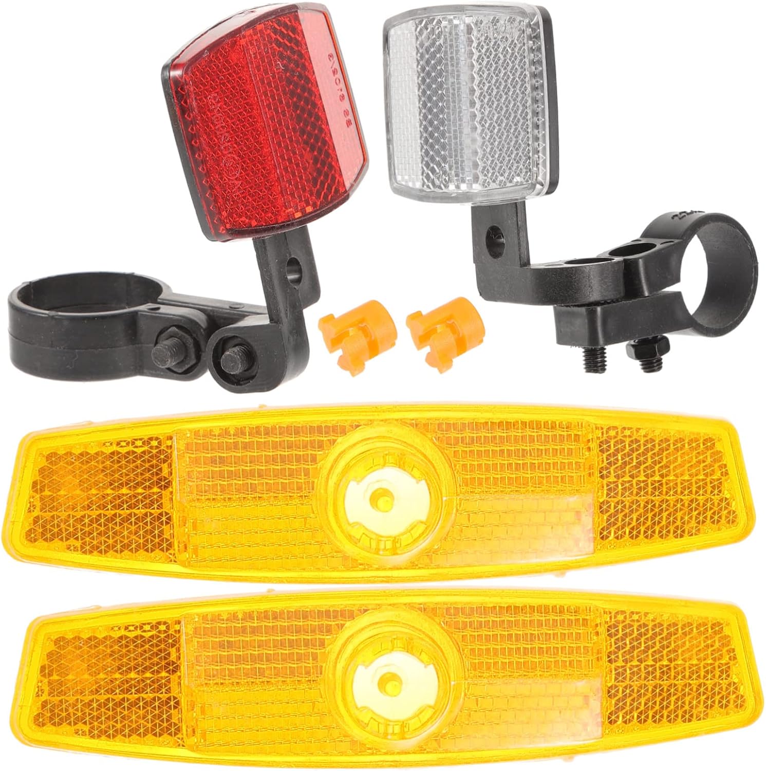 1set Bike Reflectors Kit High Reflective Cycling Accessories for Road Front Rear Reflectors Wheel Mount No Battery Required Weather Resistant for Night Safety