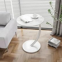 Side Table, Stylish, White, Wooden Coffee Table, Round Insert, Side Table, Sofa, Scandinavia, Mini Co-shaped, Side Table, Slim, Simple, Round Table, Living Alone, Low, Side Bed Table, Multi-functional
