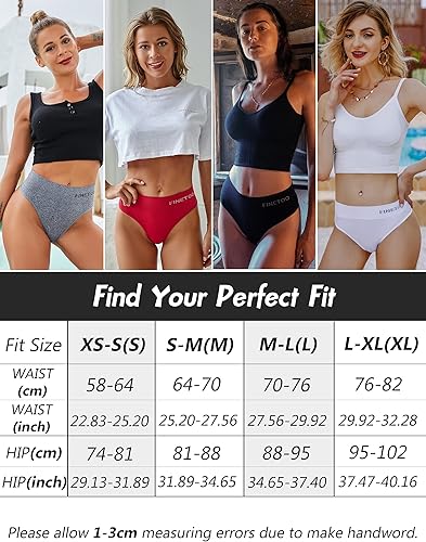 Miniatura 4 de FINETOO 4 Pack High Waist Thongs for Women Breathable Underwear Soft Stretchy Nylon Spandex No Side Seam Panties
