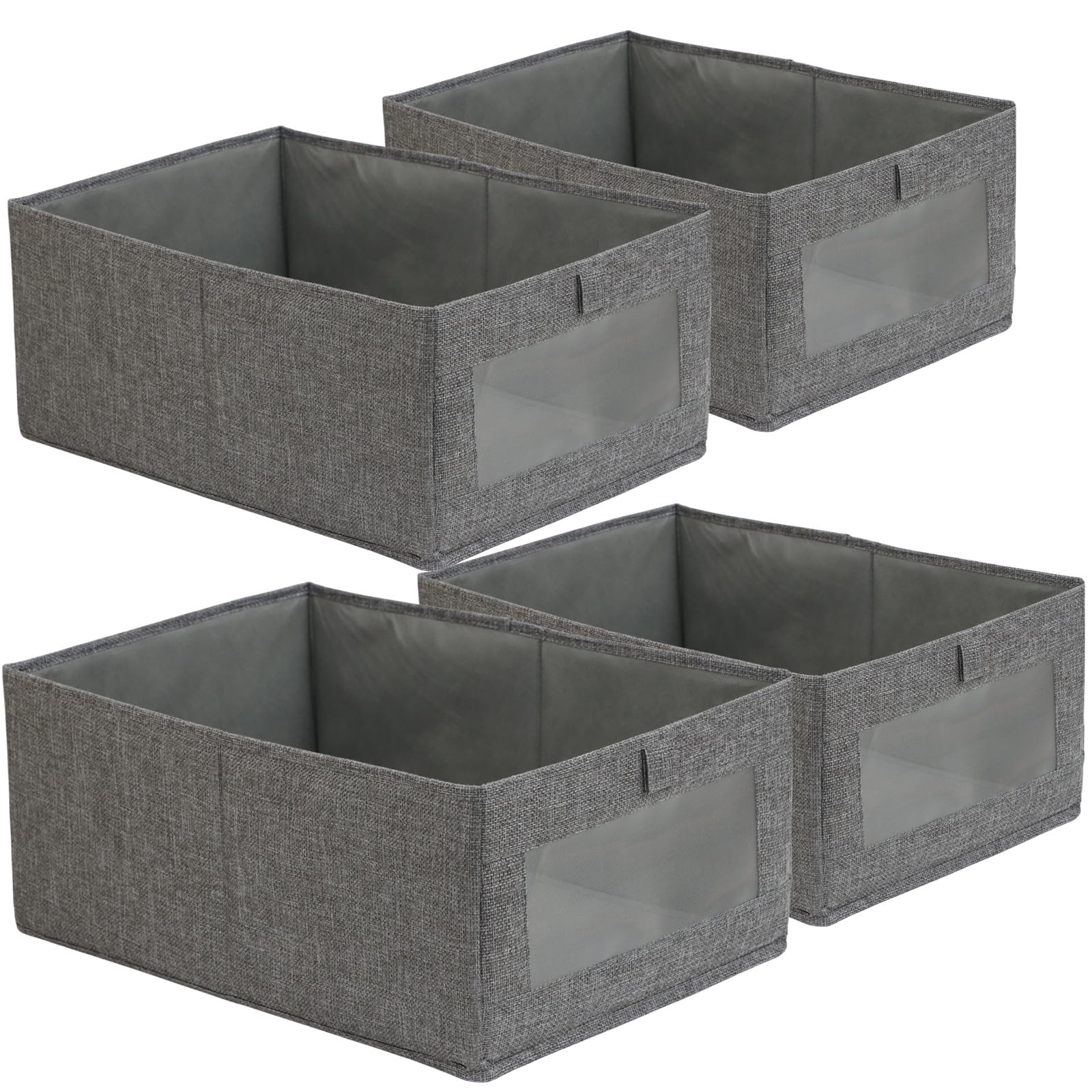 Fordonral 4 Pack Closet Organizers and Storage Bins, Storage Containers for Organizing Clothing, Jeans, Toys, Books, Shelves, Wardrobe - Closet Organizer, Large Storage Boxes Baskets with Window