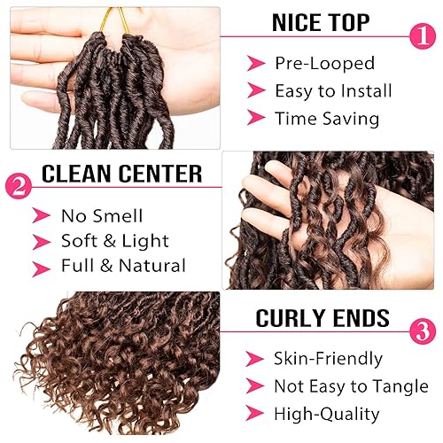 Miniatura 3 de Cabello de ganchillo Goddess Locs de 18 pulgadas, 8 paquetes de cabello rizado sintético de ganchillo para mujeres negras, cabello de ganchillo
