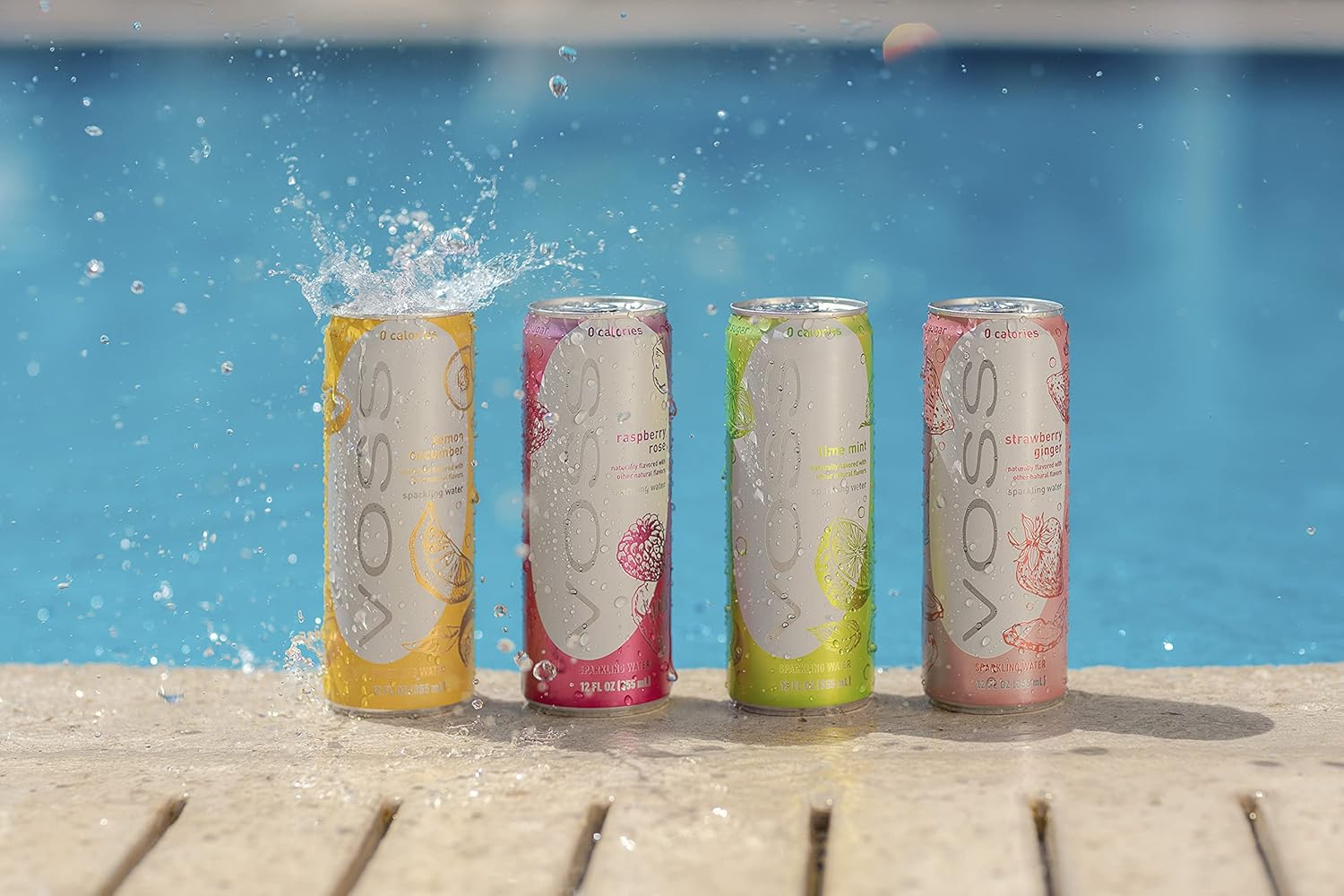 VOSS Lemon Cucumber Flavored Sparkling Water - Unsweetened, Zero Calories, 355ml Cans (Pack of 24)