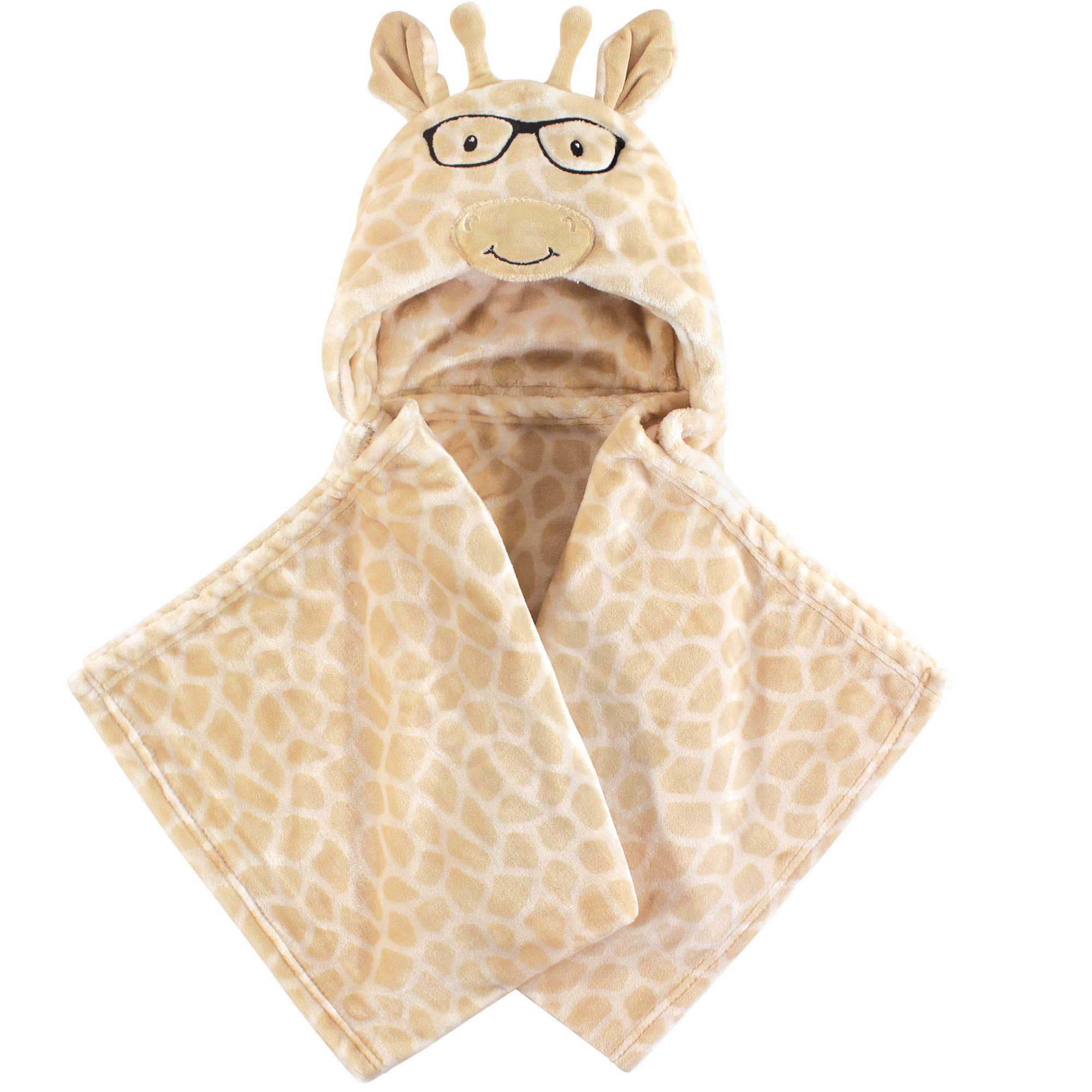 Hudson Baby Unisex Baby and Toddler Hooded Animal Face Plush Blanket, Nerdy Giraffe, One Size