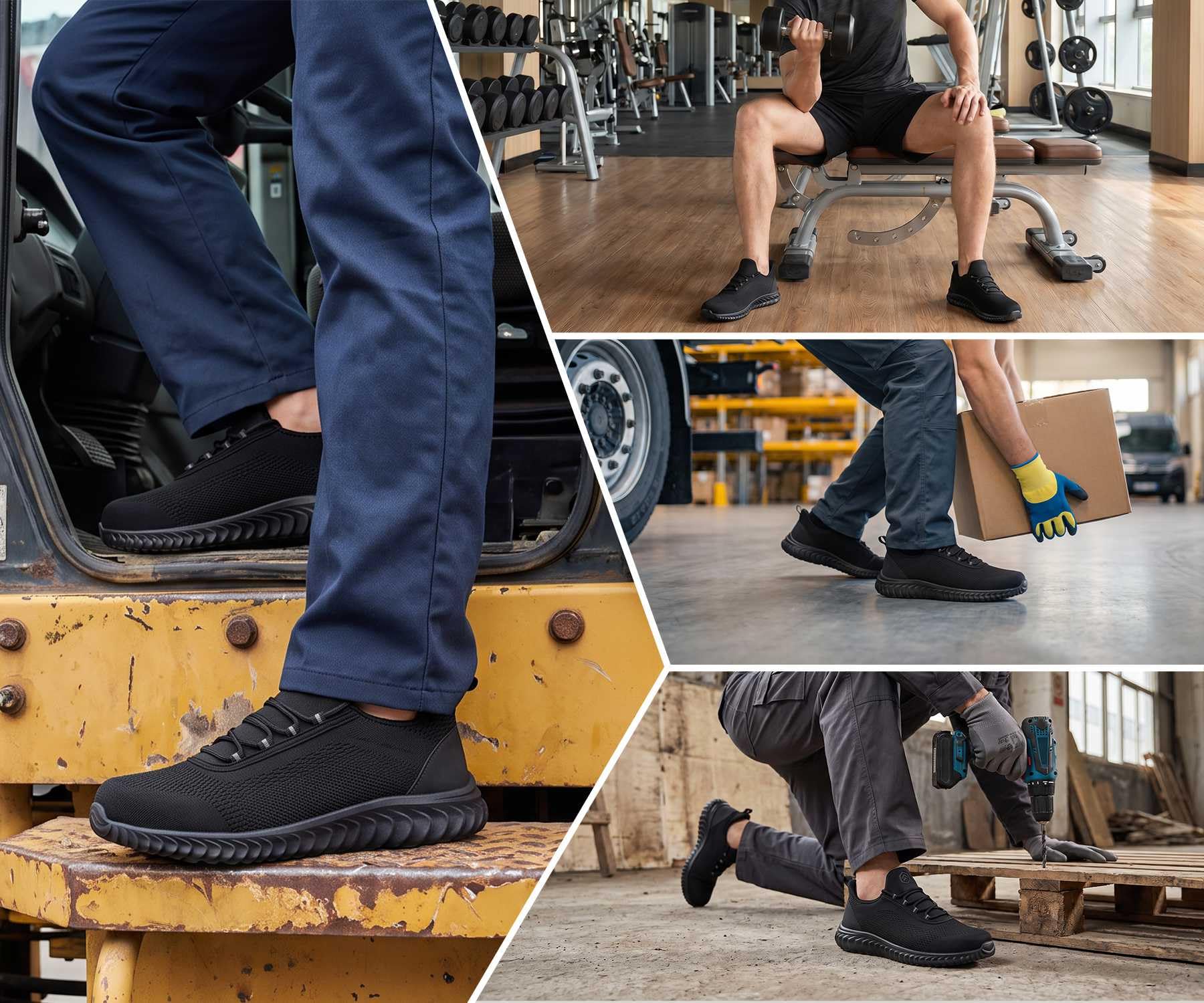 LARNMERN Zapatos de Seguridad para Hombre Slip-On Zapatillas Ligeros Calzado con Puntera de Acero