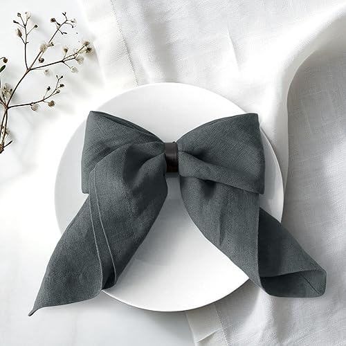 Servilletas de cena 100% lino de 20 x 20 pulgadas, servilletas de tela de lino francés natural suave y duradera, juego de 4 unidades lavado a la