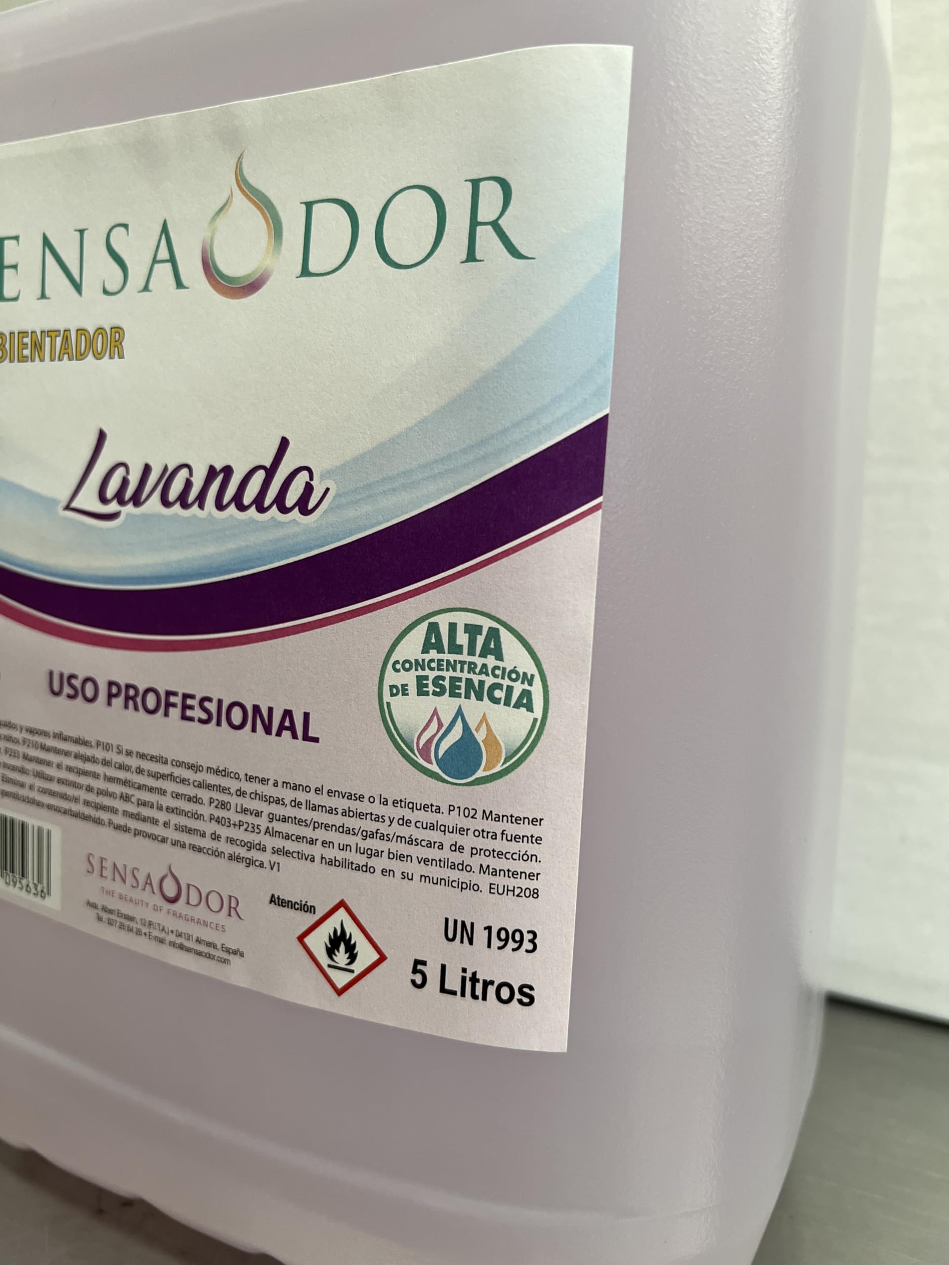 Ambientador Lavanda SENSAODOR, 5 Litros, Morado, Garrafa, Profesional, Empresas, Negocio, Limpieza, Neutralizador, Quitaolor, Buen olor, Aromatizador