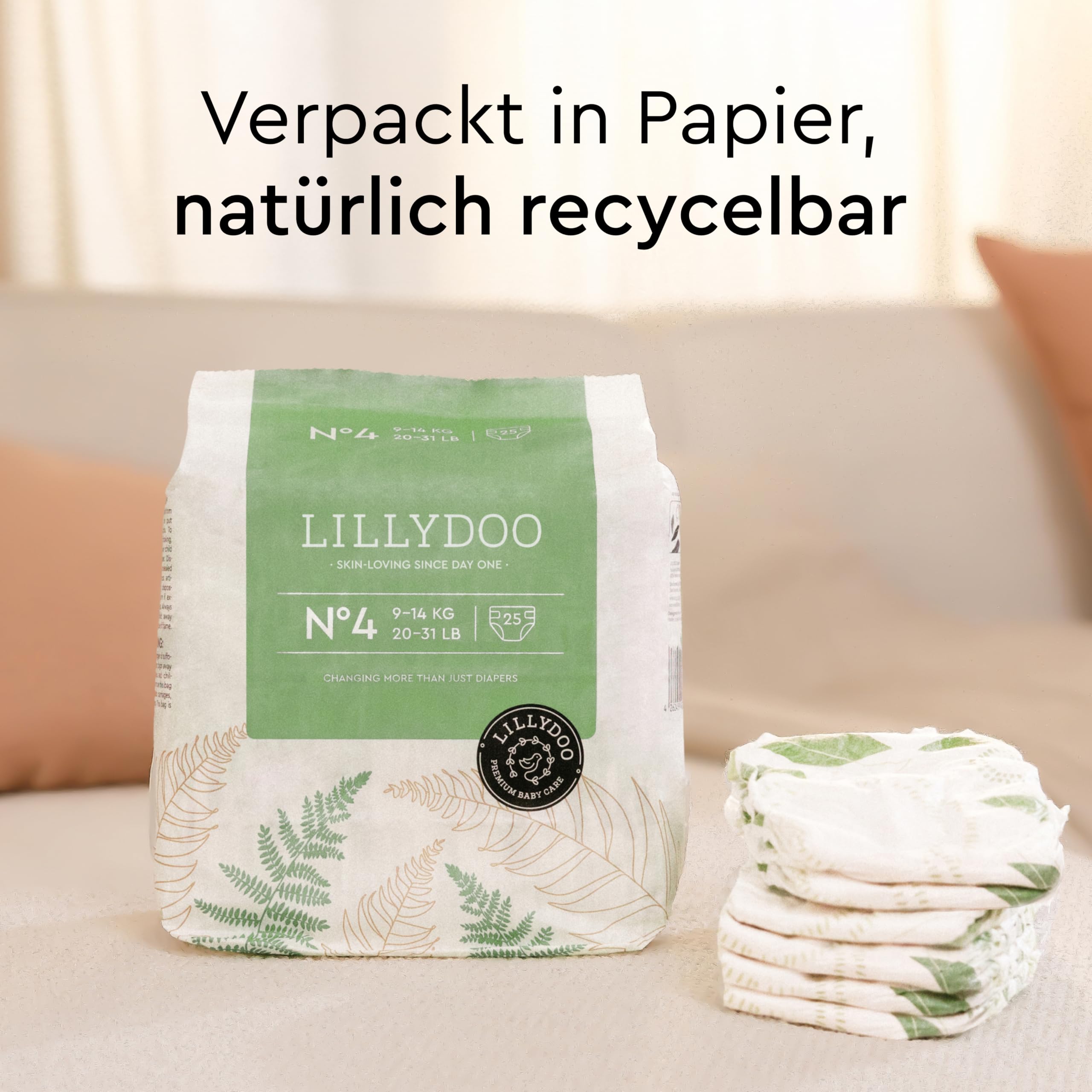 LILLYDOO green umweltschonende Baby Windeln - Größe 5 (11+ kg), Halbmonatsbox (66 Stück), Sicherer Auslaufschutz, Chlorfrei, Ohne Parfüme, Lotionen für empfindliche Haut, Dermatologisch getestet