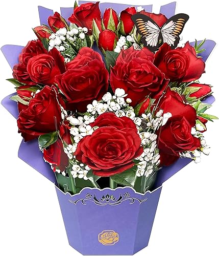 Miniatura 5 de Artmaple Tarjetas emergentes de papel para ramo de flores de tamaño real, tarjetas de felicitación 3D con tarjeta de notas y sobre para dar gracias,