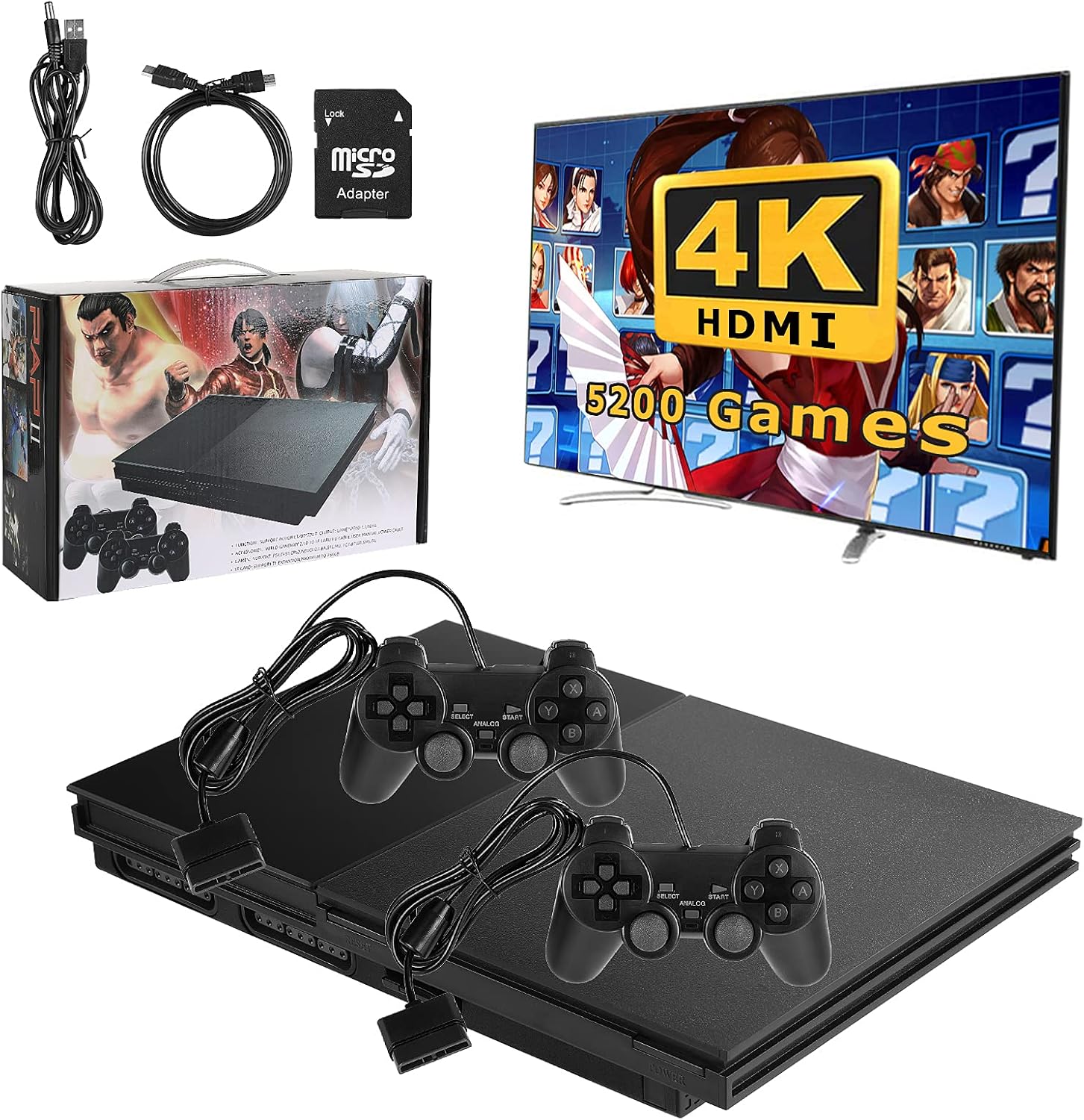 Yilirous 4K/HDMI High-Definition Game Console,Built-in 5200 Retro Nostalgic Games,Plug and Play Video Game,Suitable for Children's and Birthday Gifts : Toys & Games