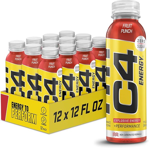 C4 Energy Non-Carbonated Zero Sugar Energy Drink, Pre Workout Drink + Beta Alanine, Fruit Punch, 12 Fl Oz (Pack of 12), Fruit Punch, 12 Fl Oz (Pack of 12)