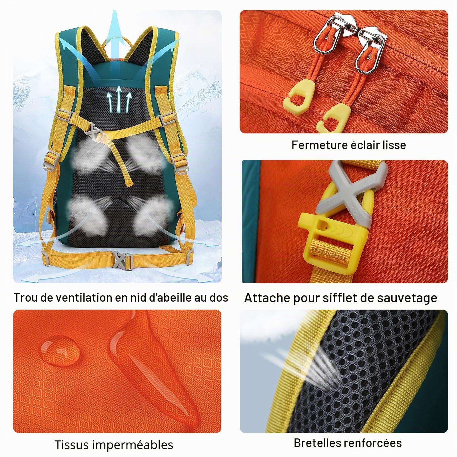 Sac à Dos de Randonnée 25L Léger Imperméable pour Femme Homme - Hiking Backpack pour Trekking Cyclisme Escalade Sport